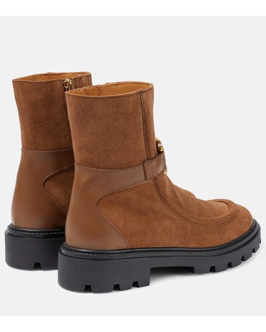 Tod's Brown Ankle Boots Kate aus Veloursleder