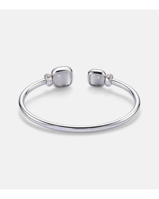 Pomellato White Nudo 18kt Gold Bracelet With Diamonds And Topaz