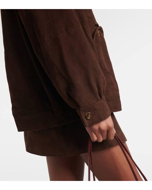 Blazé Milano Brown Cleo Suede Bomber Jacket