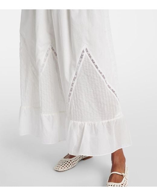 Faithfull The Brand White Meline Cotton Voile Maxi Dress