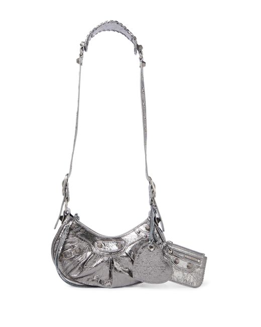 Balenciaga Le Cagole Xs Leather Shoulder Bag in Silver (Metallic ...