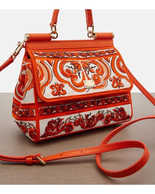 Dolce & Gabbana Sicily Medium Embroidered Top-Handle Bag