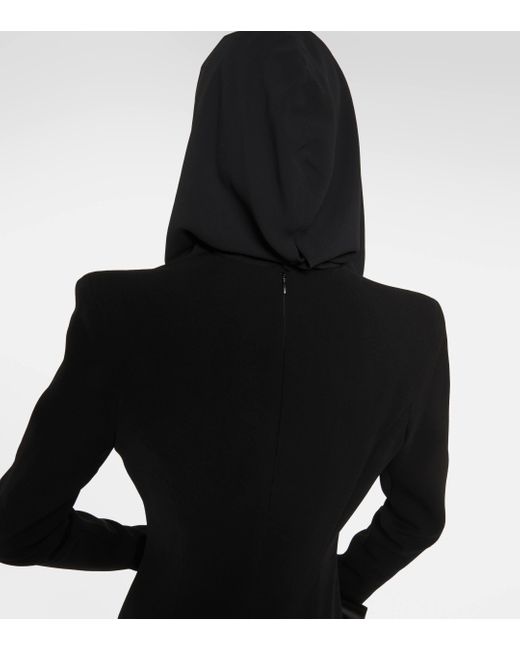 Monot Black Hooded Crepe Maxi Dress