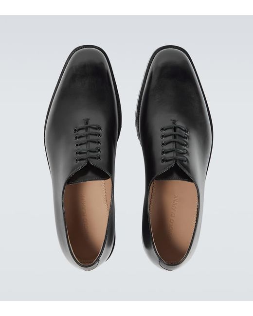 Manolo Blahnik Black Newley Leather Oxford Shoes for men