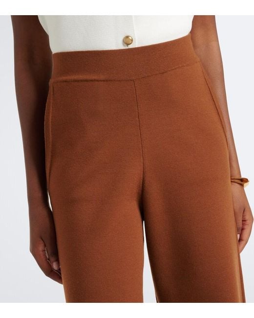 Max Mara Brown Wool-Blend Wide-Leg Pants