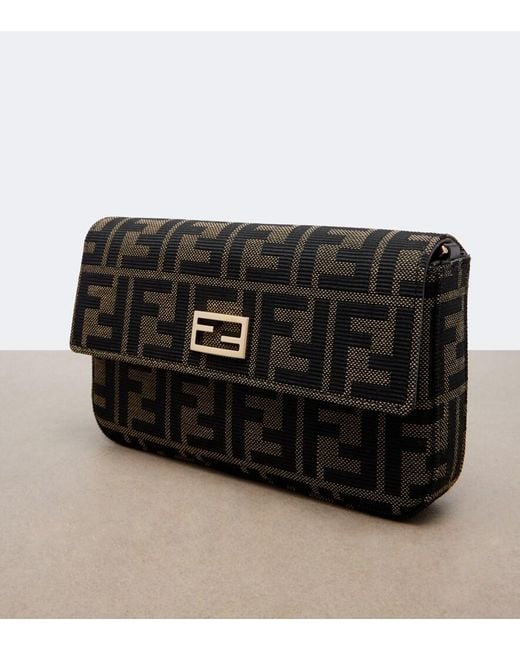 Fendi Black Mini Ff Jacquard Canvas Shoulder Bag