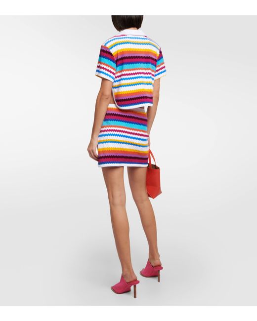 Missoni Red Striped Knitted Cotton-blend Miniskirt