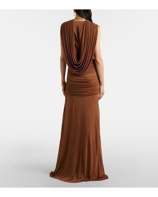 Christopher Esber Brown Ripple Draped Jersey Gown