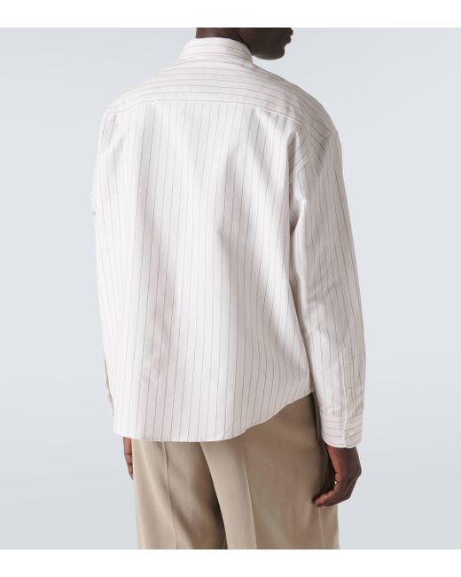 AMI White Striped Cotton Oxford Shirt for men