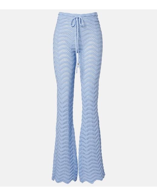 Bananhot Blue Kim Cotton-Blend Flared Pants