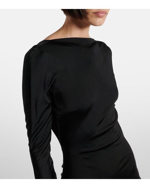 David Koma Black Gathered Jersey Gown