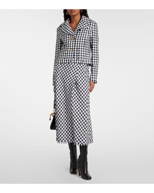 Etro Blue Gingham Cropped Blazer