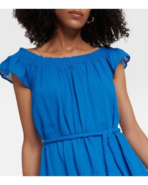 Velvet Blue Justine Cotton Midi Dress