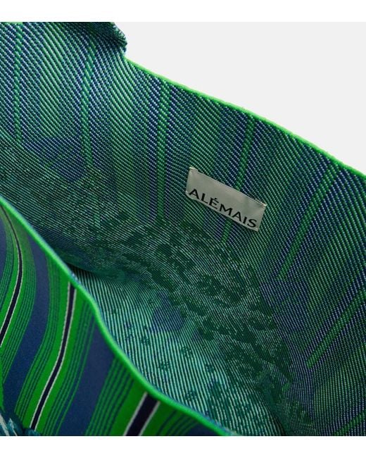 ALÉMAIS Green Margo Large Jacquard Tote Bag