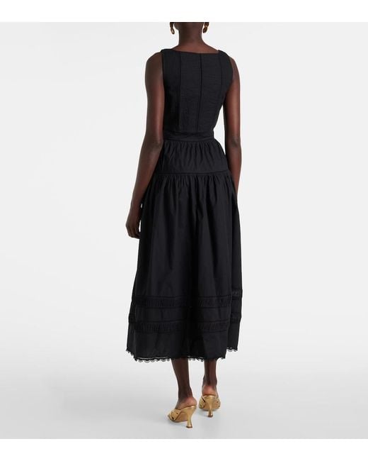 Ulla Johnson Black Isadora Cotton Poplin Bustier Dress