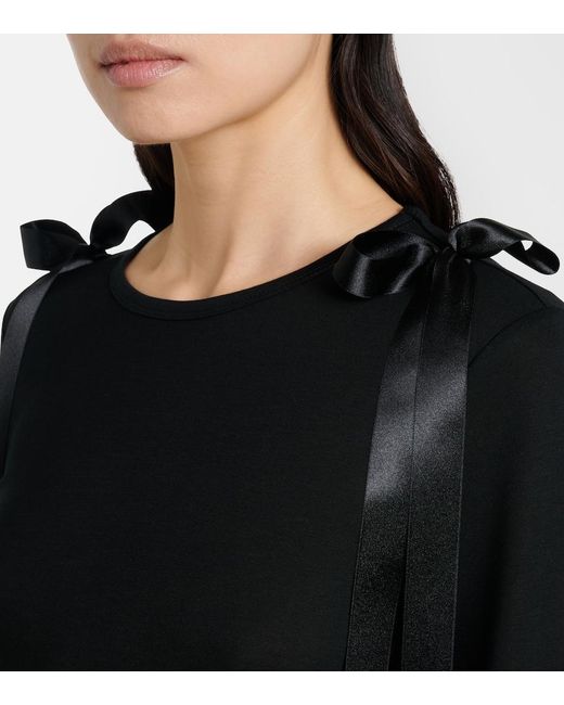 Simone Rocha Black Bow-Detail Jersey Top