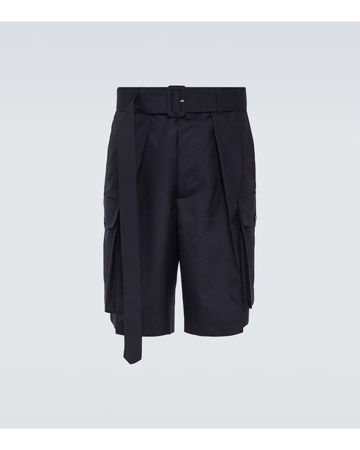 Shorts cargo in lana di Dries Van Noten in Blue da Uomo