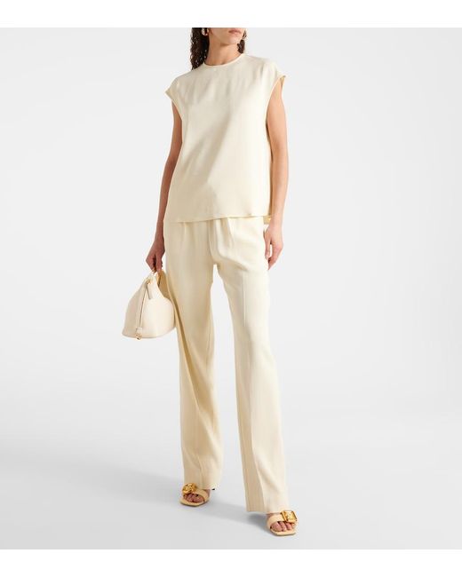 Asceno Natural Aurelia Crepe Straight Pants