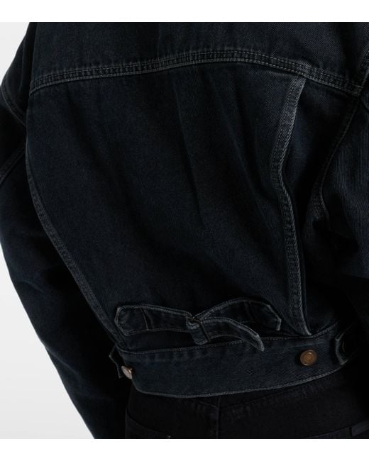 Veste raccourcie en jean Saint Laurent en coloris Black