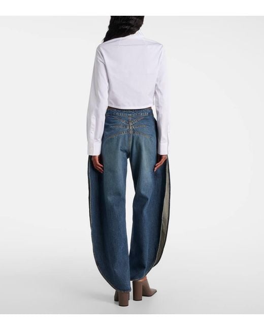 Alaïa Blue Mid-Rise Barrel-Leg Jeans