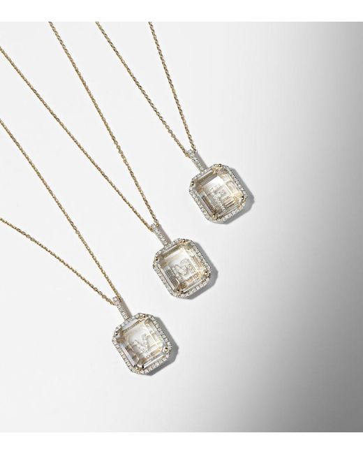 Mateo White Initial 14Kt Necklace With Quartz And Diamonds