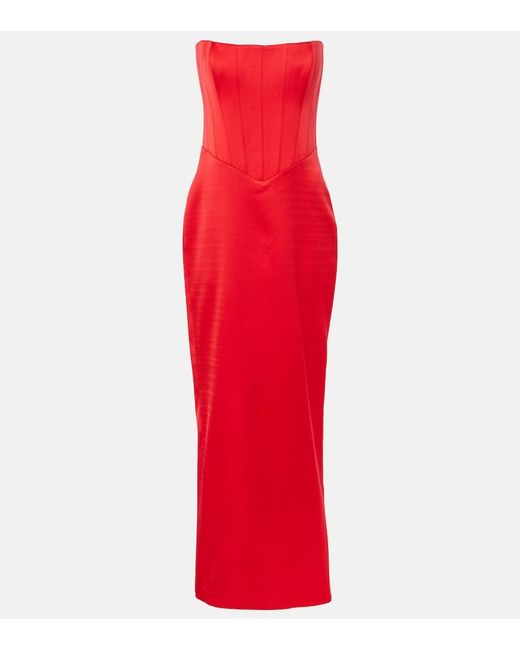 The New Arrivals Ilkyaz Ozel Red Ambra Bustier Gown