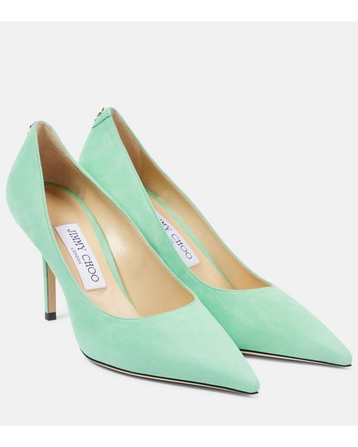 Jimmy Choo Green Love 85 Suede Pumps