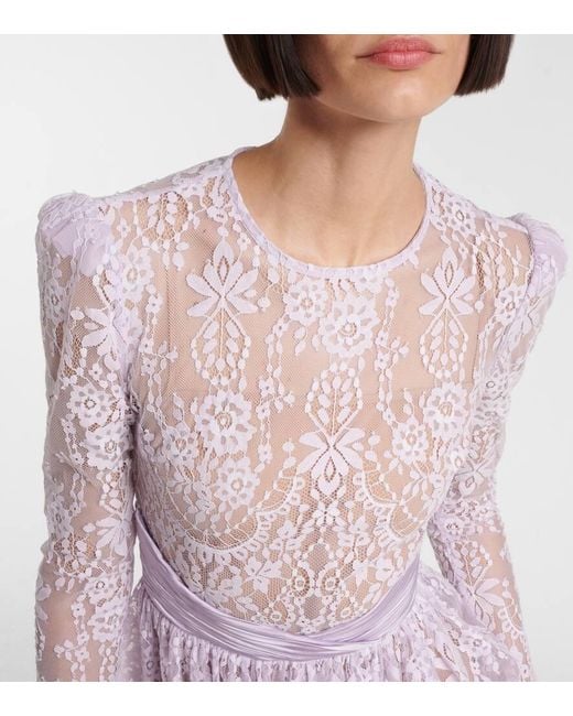 Self-Portrait Multicolor Lilac Lace Asymmetric Mini Dress