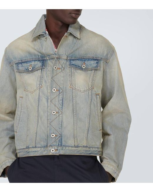 Giacca di jeans Drawn Varsity con ricamo di KENZO in Gray da Uomo