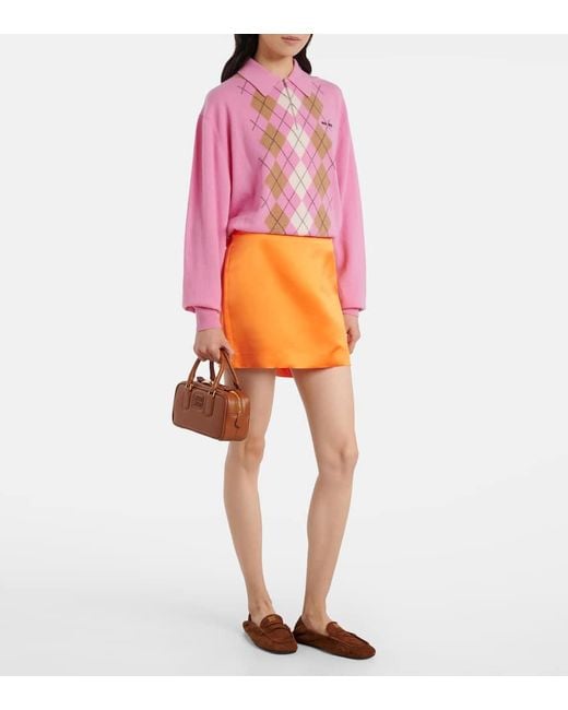 Lisa Yang Orange Silk Satin Miniskirt