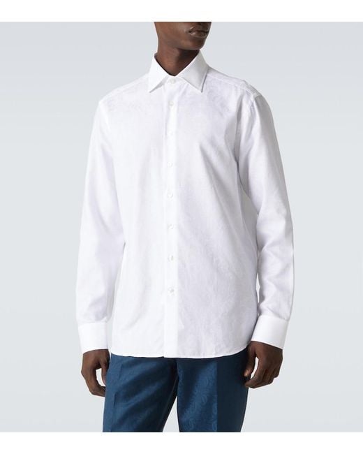 Etro White Roma Cotton Jacquard Shirt for men