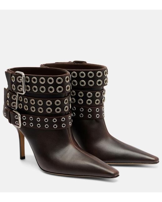 Mach & Mach Black Buckle Belt 95 Leather Ankle Boots