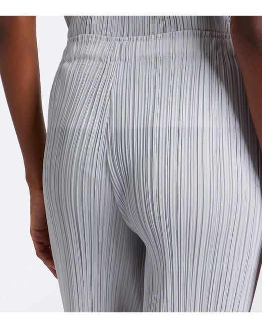 Pleats Please Issey Miyake Gray Basics Cropped Pleated Slim Pants