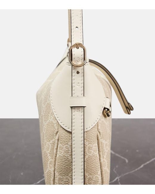 Gucci Natural Schultertasche Gg Emblem Small