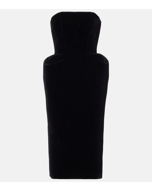 David Koma Black Velvet Bustier Dress