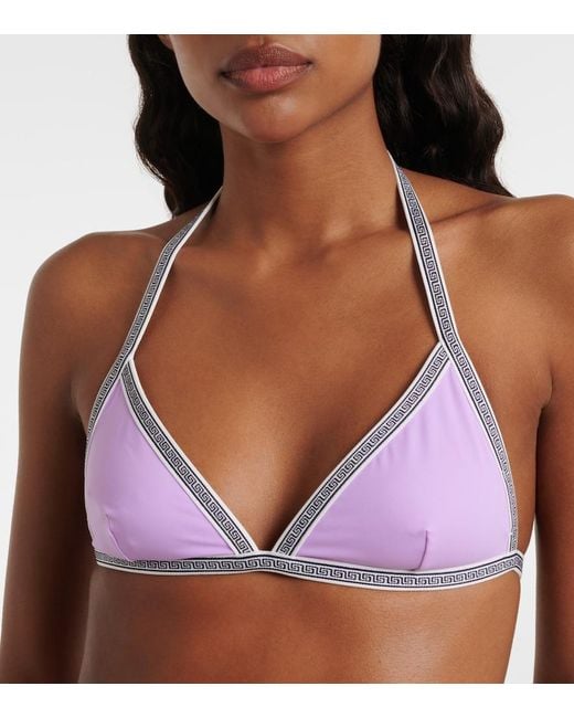Versace Purple Greca Bikini Top