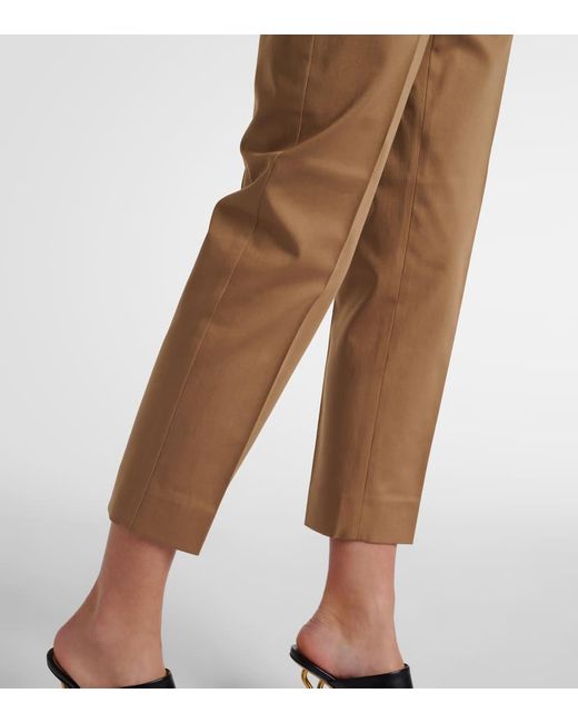Pantalones rectos cropped Lince de algodon Max Mara de color Natural