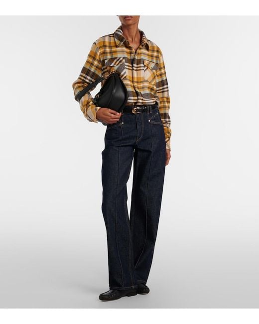 God's True Cashmere Metallic Abundance Tartan Cashmere Shirt With Tiger's Eye