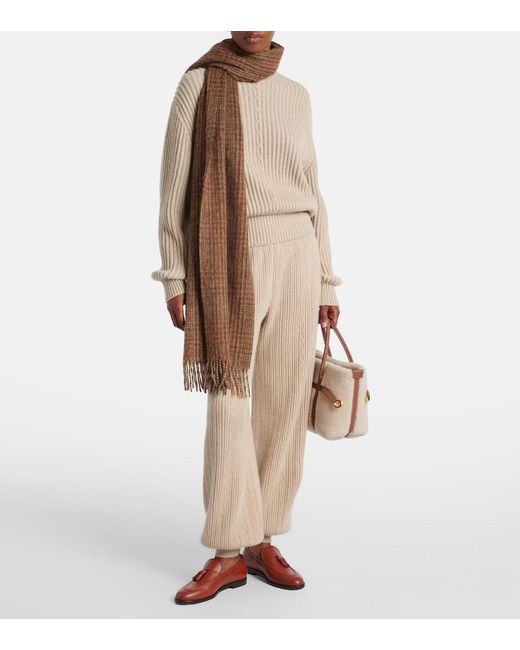 Loro Piana Natural Plane Tree Ribbed-Knit Cashmere Sweater