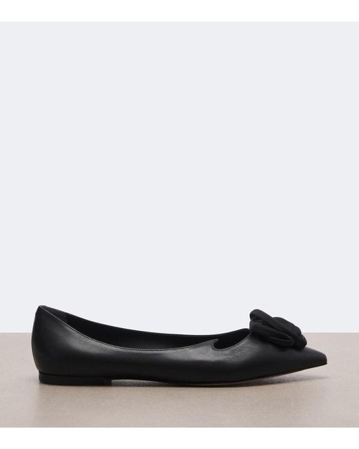 Roger Vivier Black I Love Vivier Leather Ballet Flats