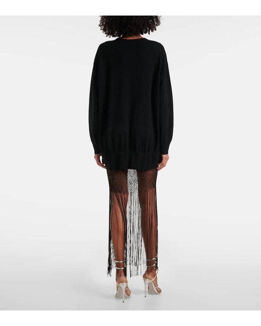 Christopher Esber Black Macrame Monument Wool And Cashmere Maxi Dress