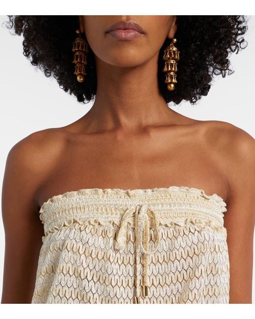 Melissa Odabash Natural Semi-Sheer Lame Jumpsuit