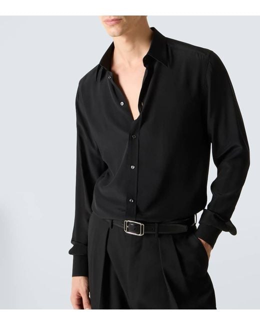 Dolce & Gabbana Black Silk Crepe De Chine Shirt for men