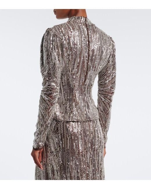 Top A Sequins Rabanne en coloris Gray