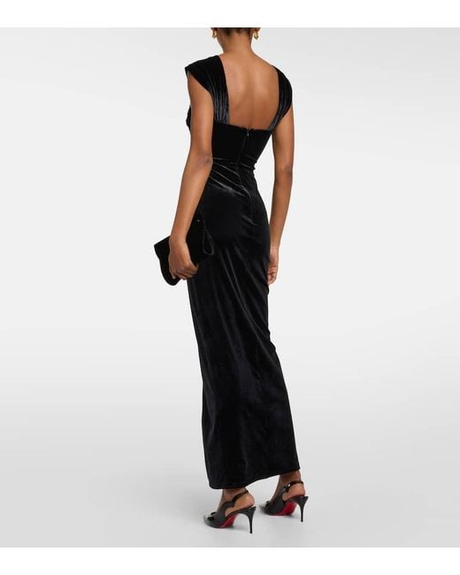 Self-Portrait Black Embellished Cutout Velvet Maxi Dress