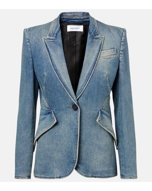 Alexander McQueen Blue Blazer Aus Denim