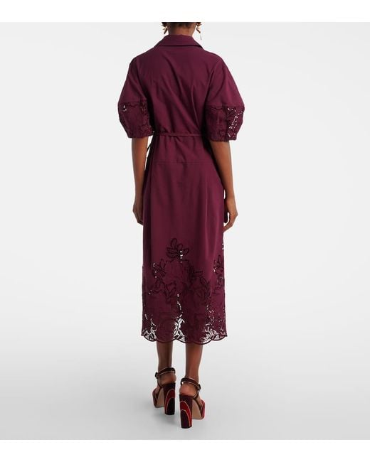 Erdem Purple Hemdblusenkleid Aus Einem Baumwollgemisch