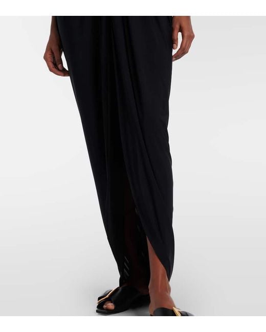 Balmain Black Embellished Jersey Maxi Dress