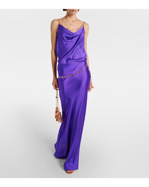 Rabanne Purple Chain-Detail Maxi Skirt