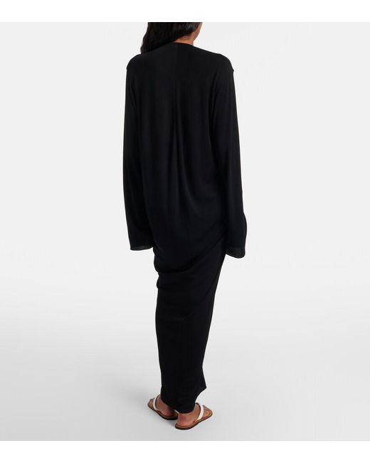 The Row Black Cassin Draped Maxi Dress